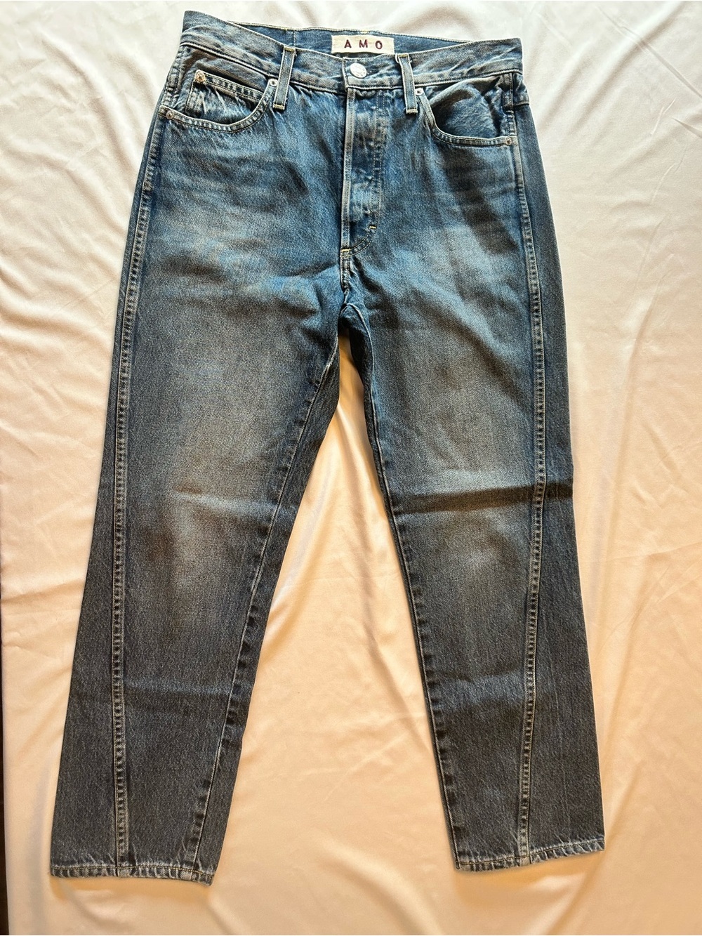 AMO Loverboy Twist High Rise Straight Leg Jeans Sz 27 Smitten